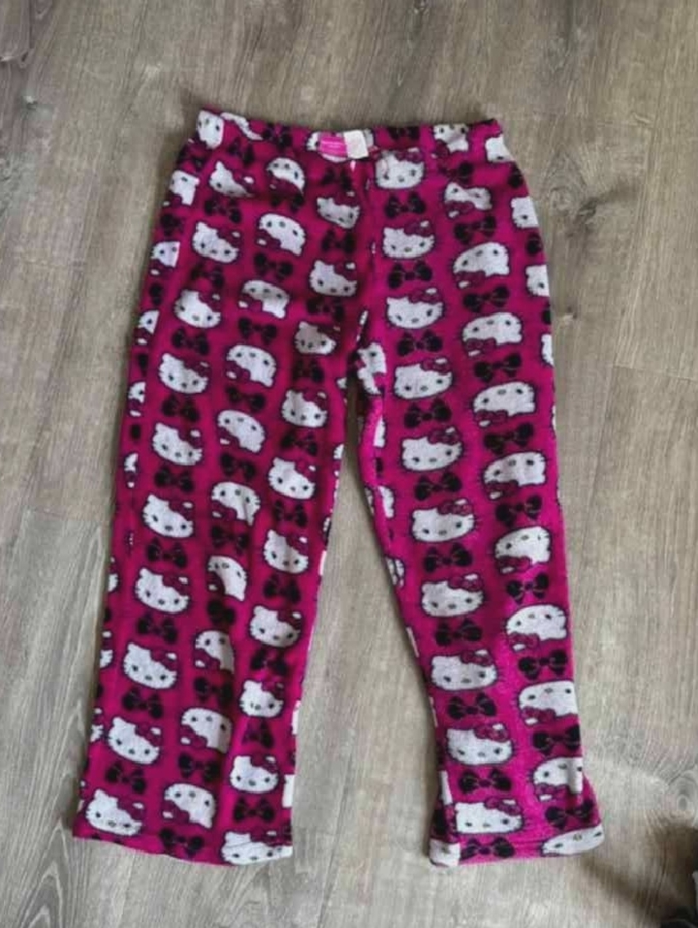 Girls' Fleece Pajama Pants in Bright Pink with Cat Print